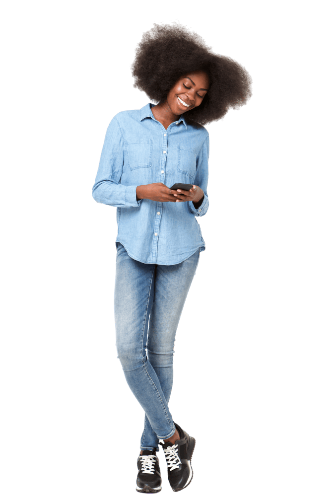 Black woman on the phone setting up a consultation with rowan center